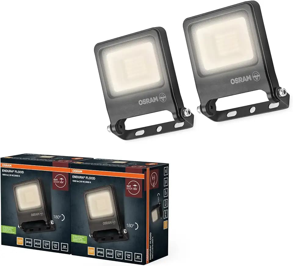 Osram ENDURA FLOOD PC LED-Fluter 20W 3000K Grau, 2-Pack