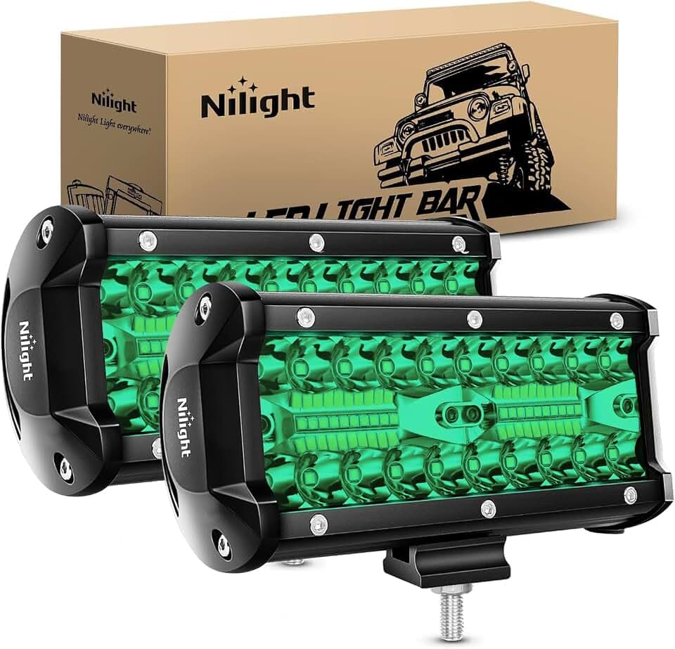 Nilight 2 PCS 6.5 Inch 120 W LED Light Pods Green Spot Flood Combo Beam