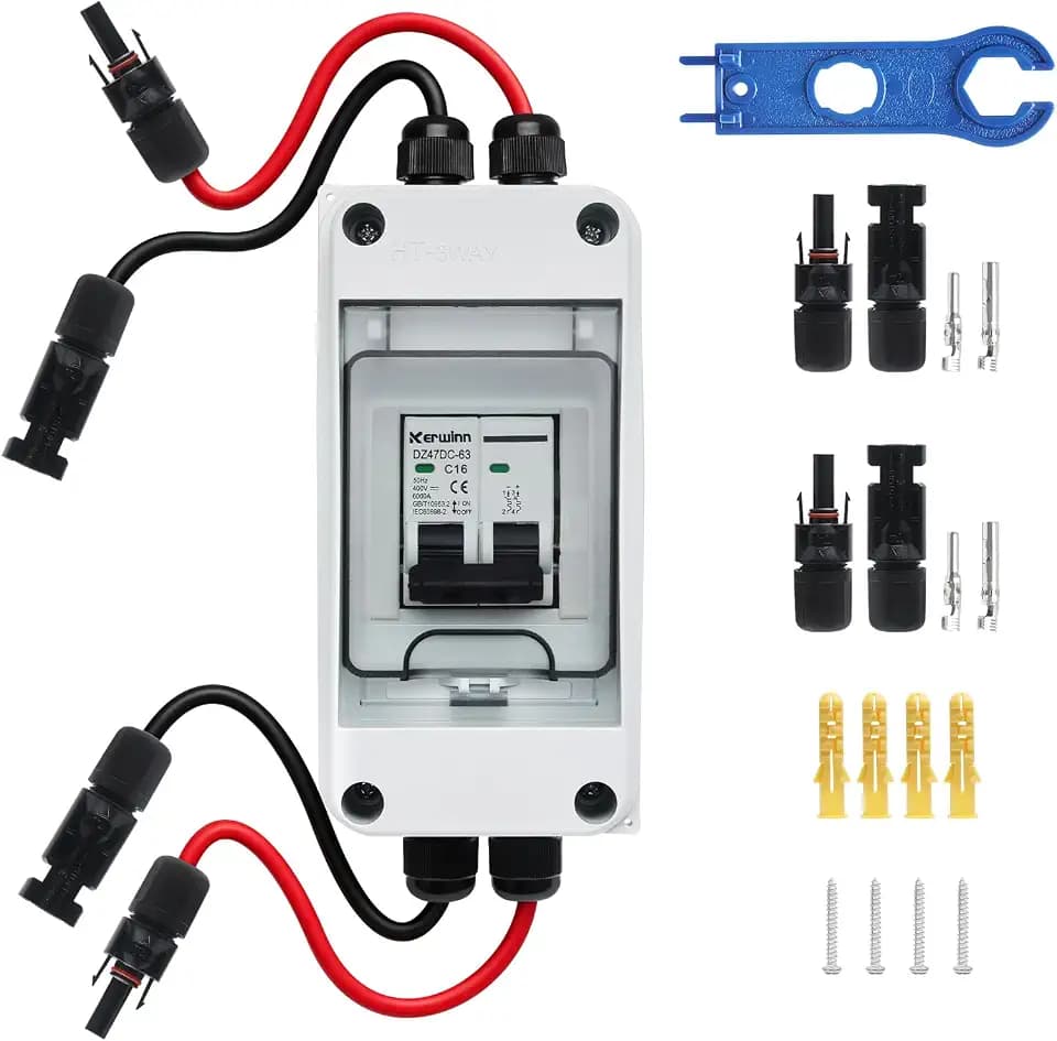 Solar Panel Disconnect Switch,60A 1000V Miniature Circuit Breaker Box IP65 Waterproof AC/DC Disconnect Box for photovoltaic Solar Panel Grid-Connected Off-Grid System Home