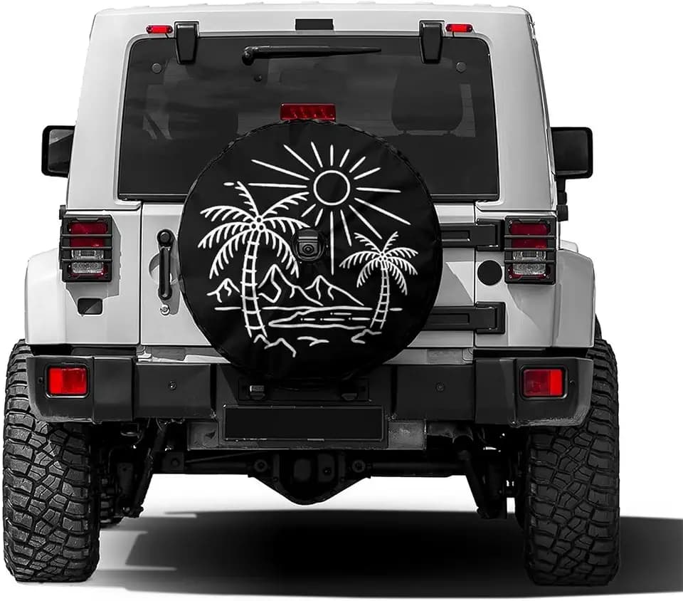 Beach Spare Tire Cover with Backup Camera Hole Wheel Tire Cover Fit Trailer, RV, SUV and Many Vehicle 17inch