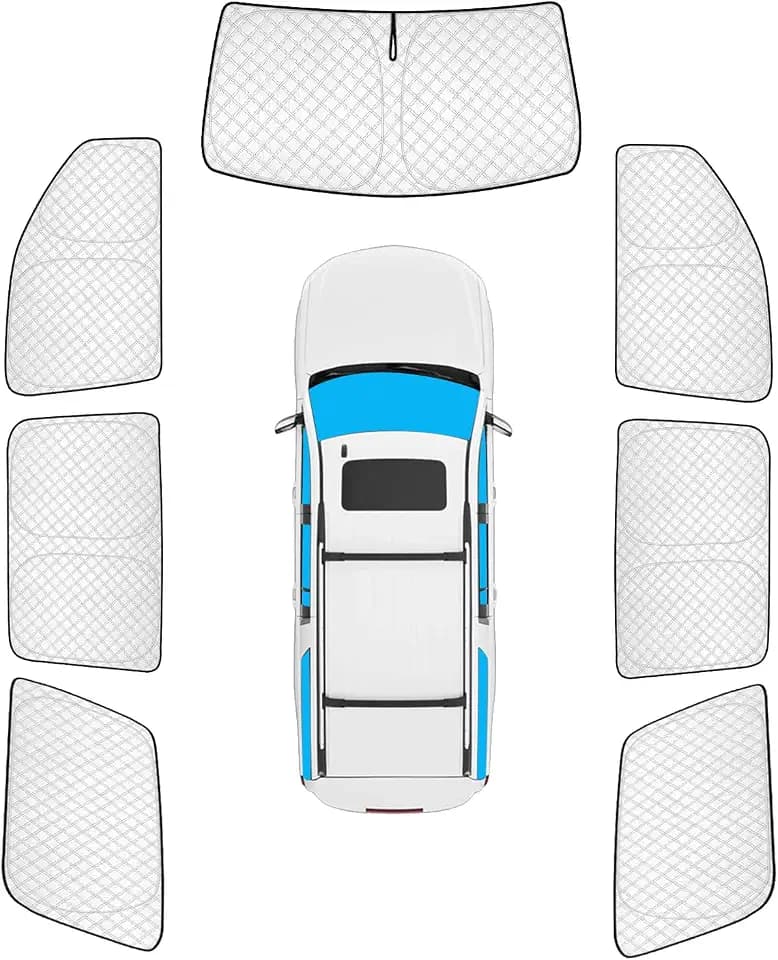 KMF 7pcs Thicken Sun Shades for Chevy Suburban 2015-2020 Accessories, Chevrolet Car Window Covers Sunshade for Windshield Side Rear, UV Block and Blackout Privacy for Camping Outdoor