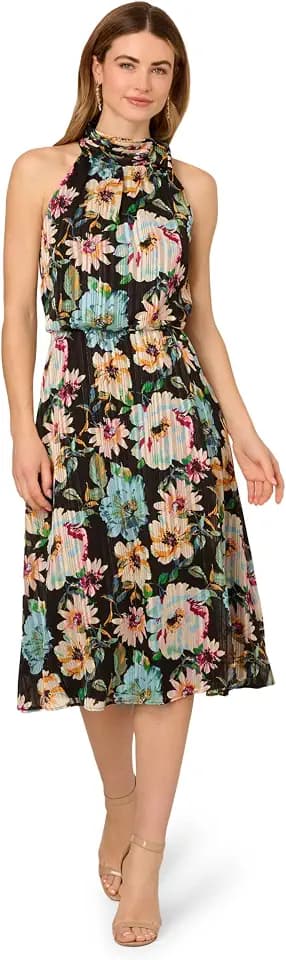 Adrianna Papell Women's Halter Floral Ankle Dress