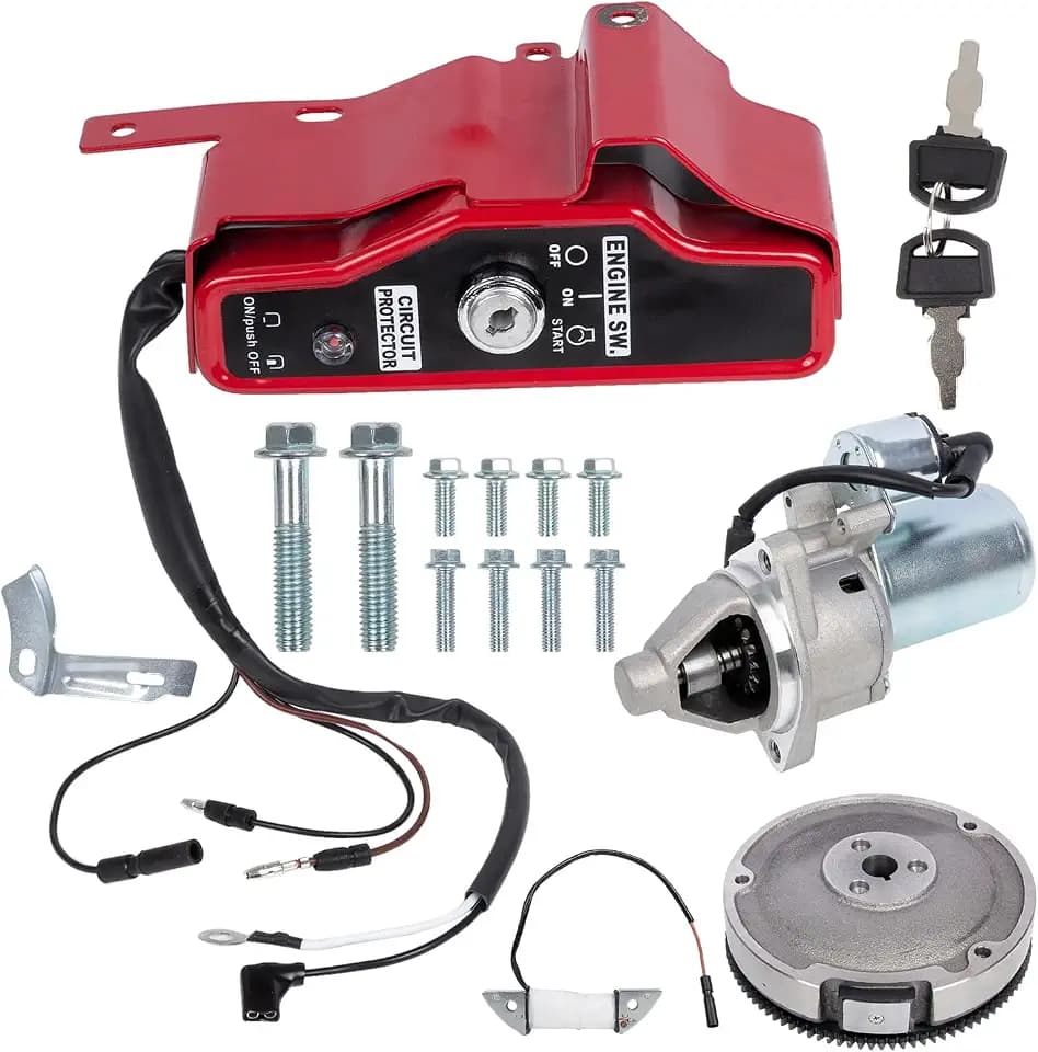 Complete Starter Kit for Honda GX340 / GX390 Engines — 12V Starter, Solenoid, Ring Gear, Ignition Key Switch & Wiring — Fits GX340 (11HP) GX390 (13HP) — Replaces 31210-ZE3-033/31210-ZE3-013