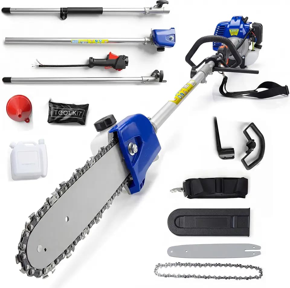 Garvee Gas Powered Pole Saw, 43CC 2-Stroke Gas Powered Pole ChainSaw, 12-Inch Cutting Bar, Can Trim Branches Up to 16 Ft Long, Equipped with a 1200 ml Fuel Tank, for Tree Trimming Branches Pruning