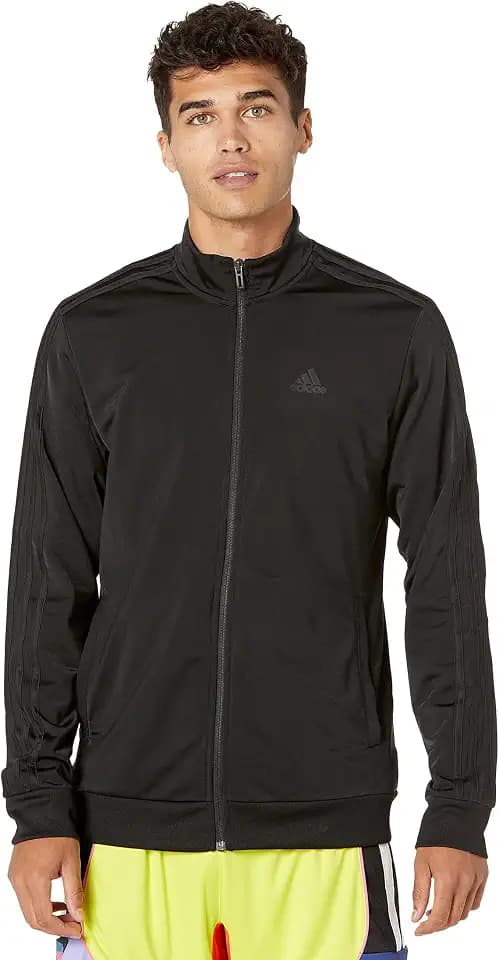 adidas Mens Essentials Warm-Up 3-Stripes Athletic Outerwear Casual - Black