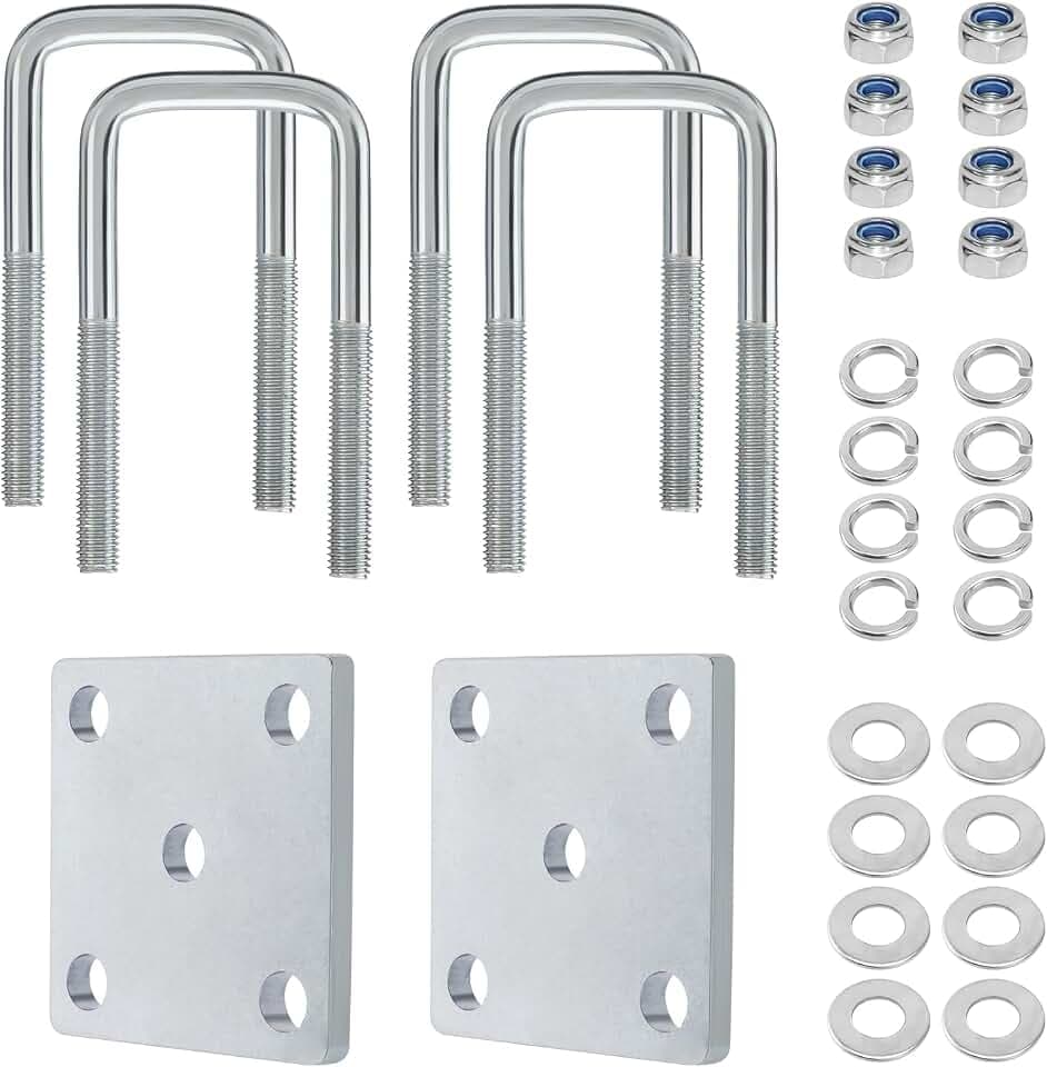 Square Trailer Axle U Bolt Kit for 2x2 Axle - 4 3/4" Long