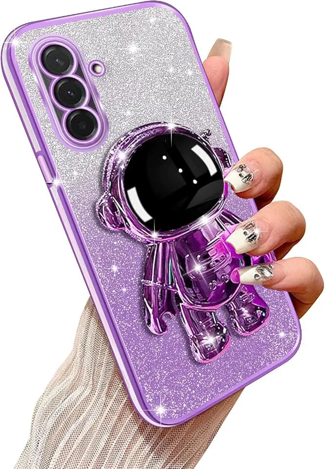 Case for Samsung Galaxy A37, Luxury Plating Bling Glitter Cover for Women Girls Soft TPU Shockproof Camera Protector Phone Case for Samsung Galaxy A37, Purple