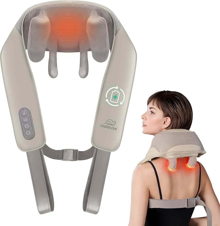 Snailax Kabelloses Shiatsu Nackenmassagegerät mit Wärme, Handfreies Design