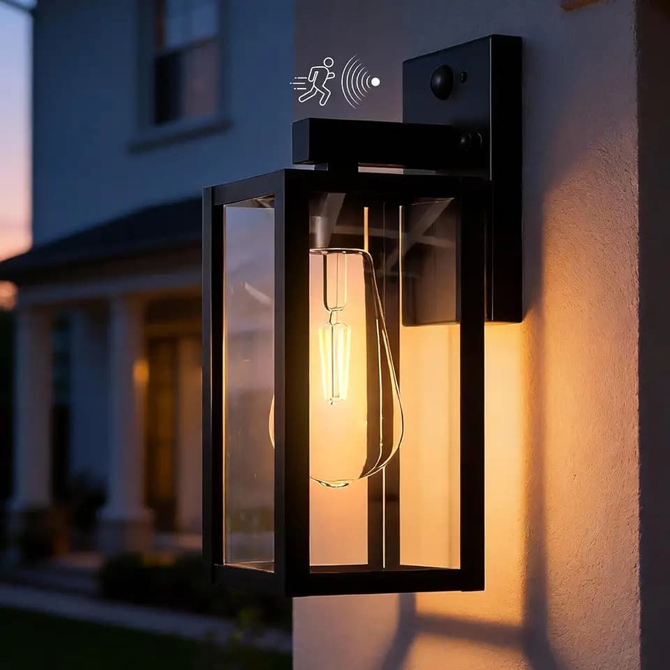 Motion Sensor Dawn to Dusk Outdoor Sensor Light Fixture Anti-Rust Front Porch Light Exterior Wall Lighting Waterproof Outdoor Wall Lantern for Front Door Garage House