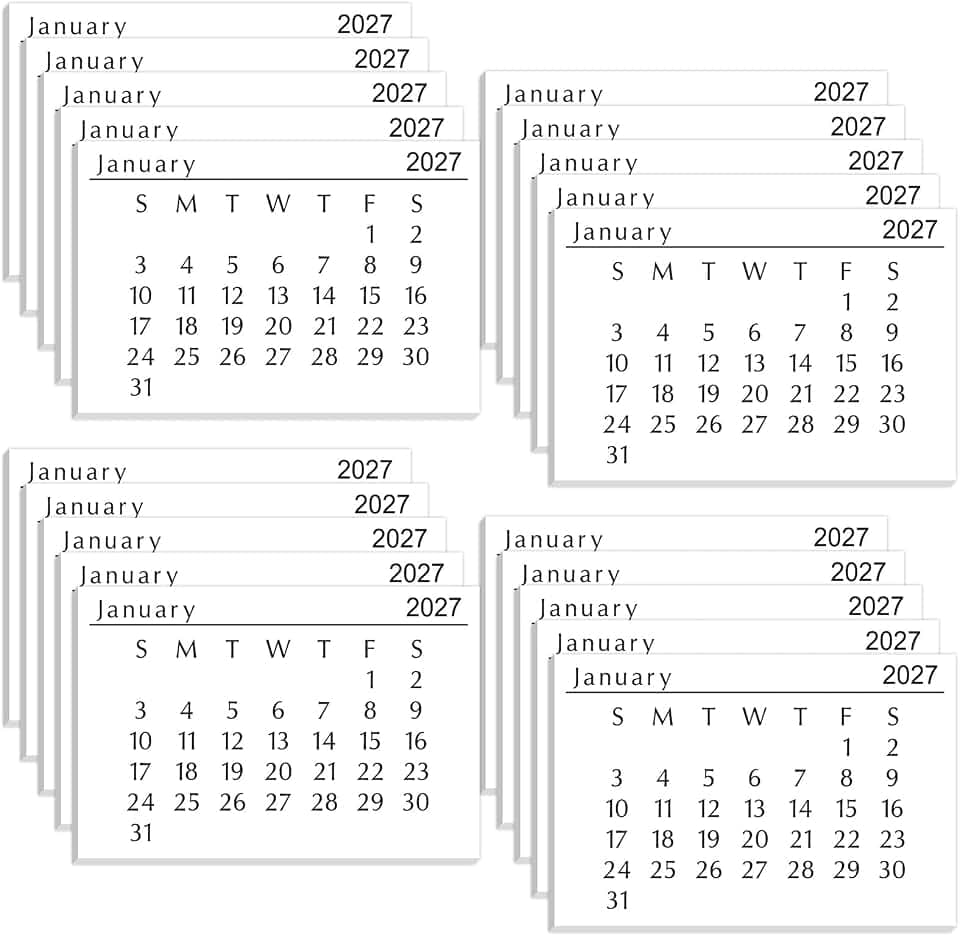 MotiMind 20 Pack 2027 Mini Calendar 3 x 2 Inch Small Tear off Calendar