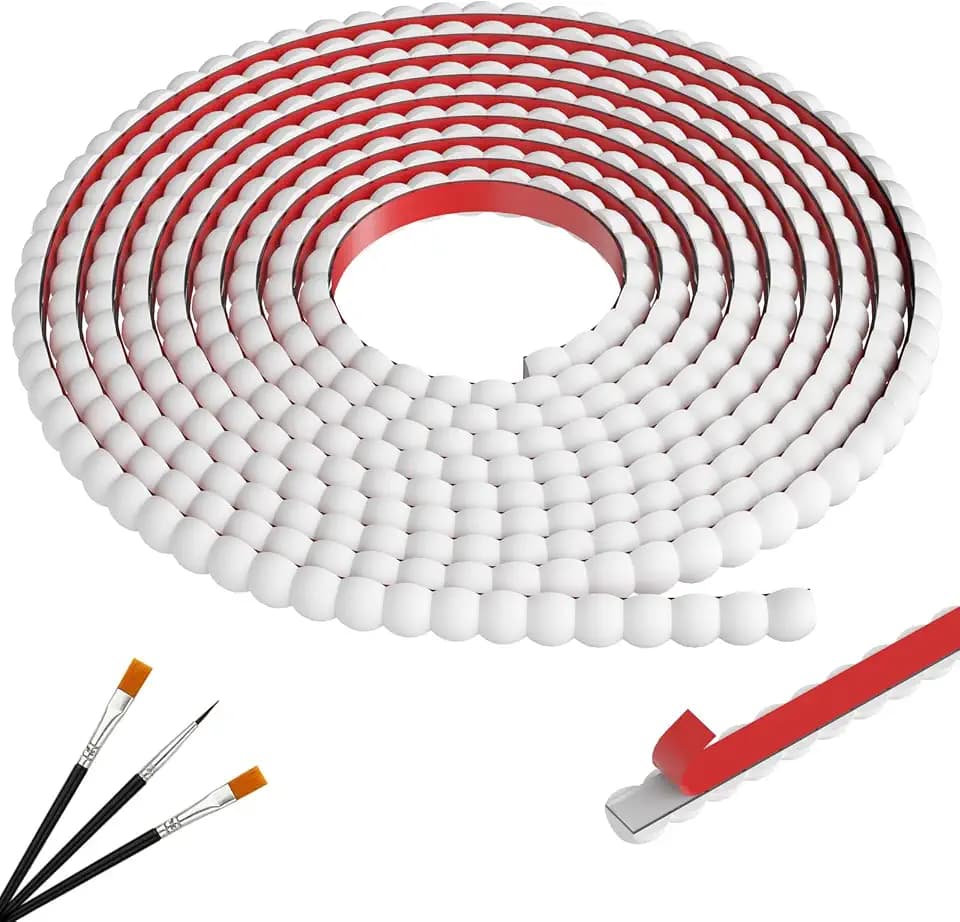 20ft Decorative Bead Pearl Peel and Stick Wall Molding Trim, White