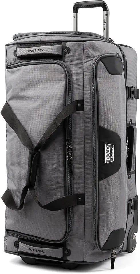 Travelpro Bold Drop-Bottom Wheeled Duffel Bag, Grey/Black, 30-Inch