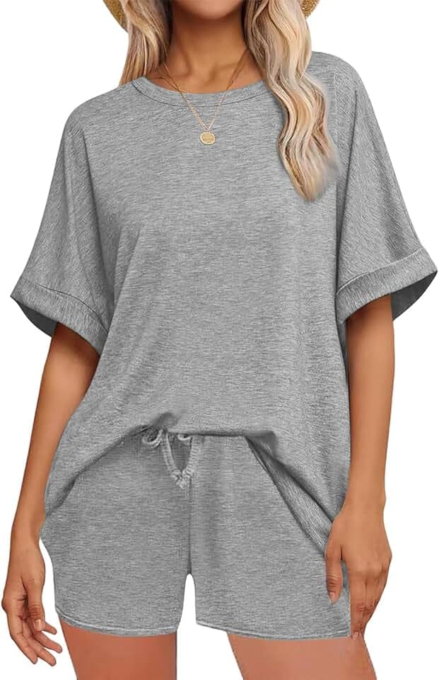 Damen Tracksuit Kurzarm Zweiteiler Sport Set Rundhalsausschnitt Hemd Und Shorts Mit Zwei Taschen