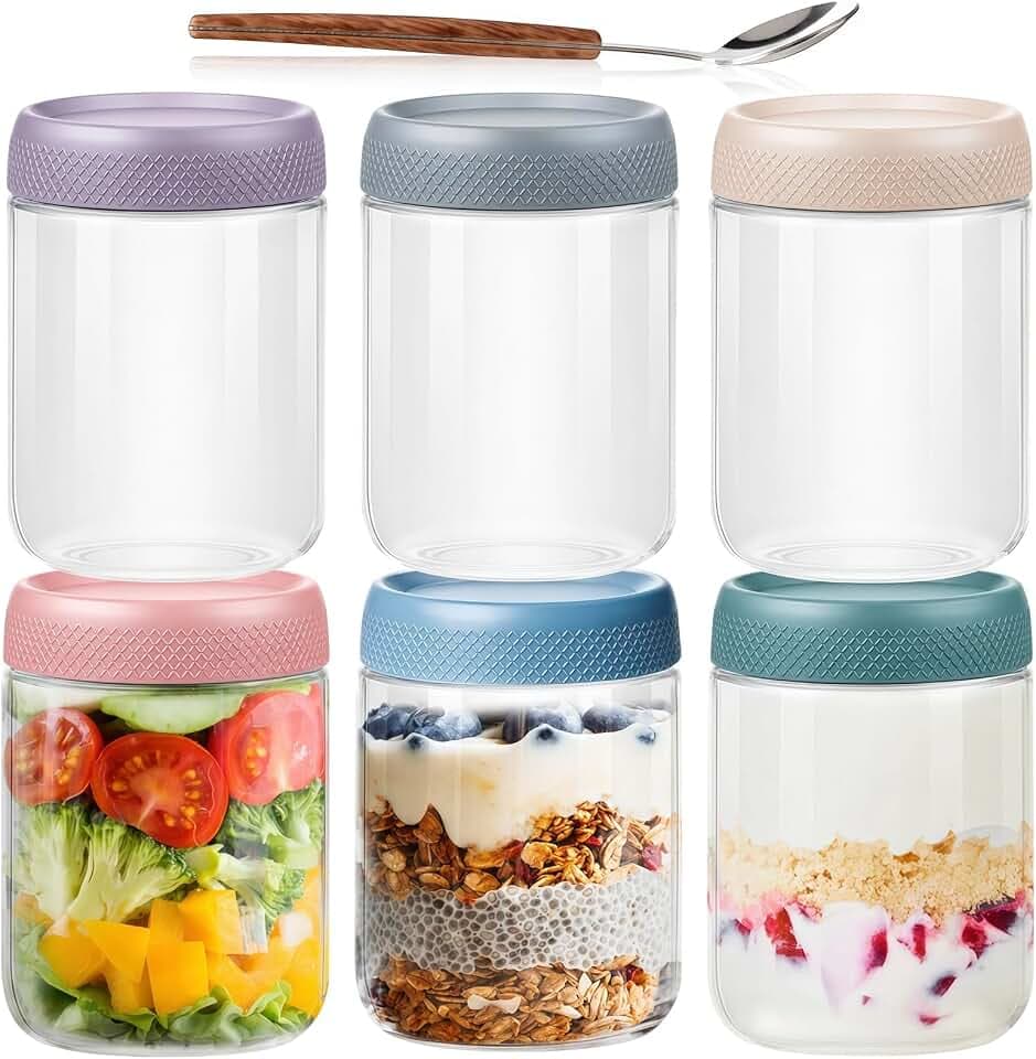 500ml Overnight Oats Gläser mit Deckel und Löffel 6er Set