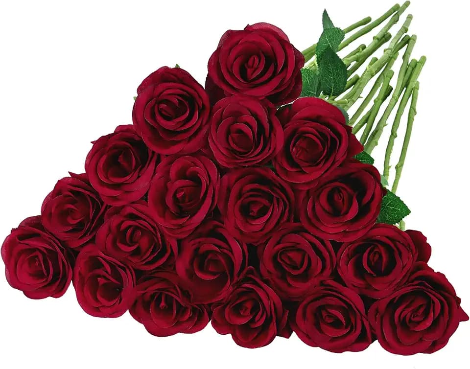 16 Stück Rote Rosen Künstliche Rosenstrauß Fake Kunstrosen