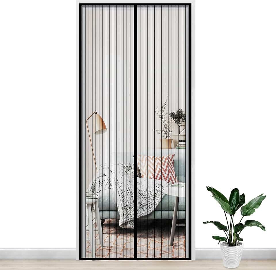 Gimars Magnet Fliegengitter Tür Fenstergitter Insektenschutz Tür 90 * 210cm Magnetvorhang Fliegennetz Moskitonetz für Balkontür Kellertür Wohnzimmer Terrassentür Fliegenschutz ohne Bohren (Schwarz)
