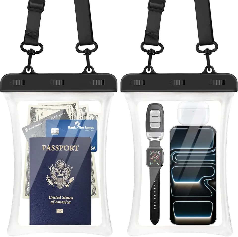 CACOE Floatable Waterproof Phone Pouch 2 Pack Up to 10.0", Clear+Clear