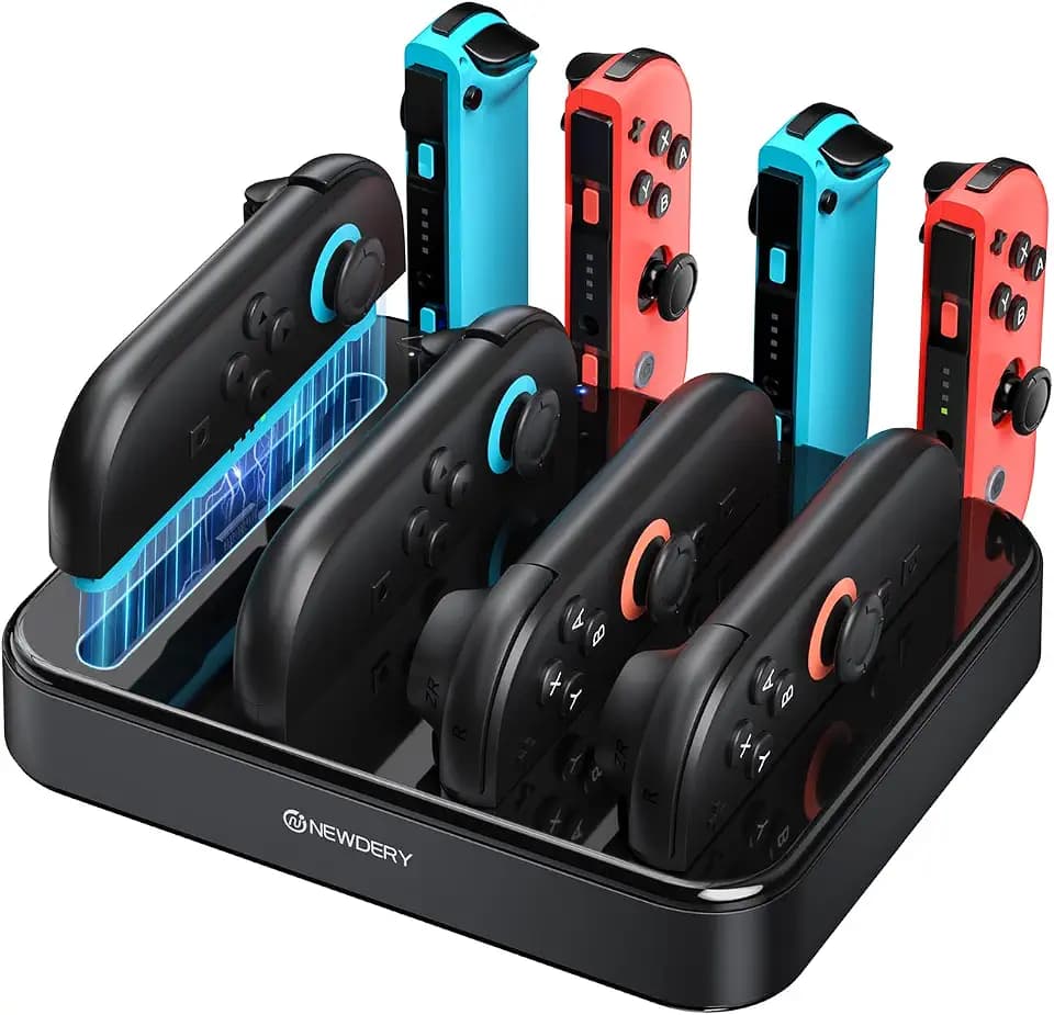 [Für Switch 1/2] NEWDERY 8-in-1-Ladestation für JoyCon 2 & 1