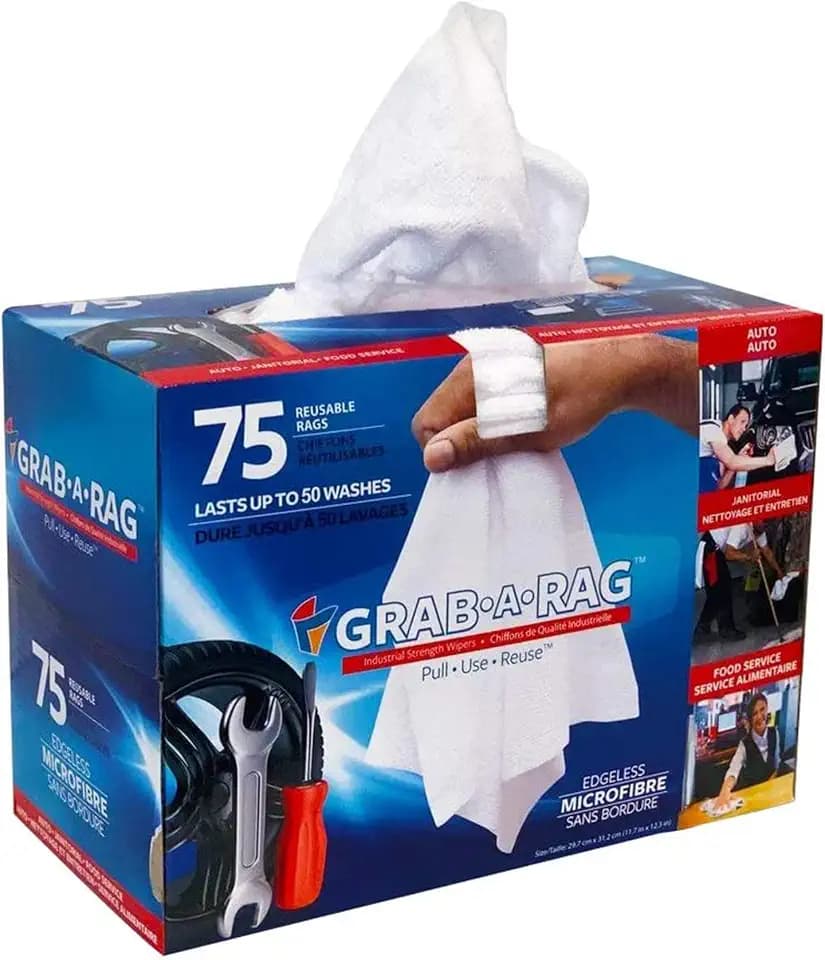 Multi Use Cleaning Rags 75 Count Super Absorbent edgeless White Rags, Washable, Multi-use Rags