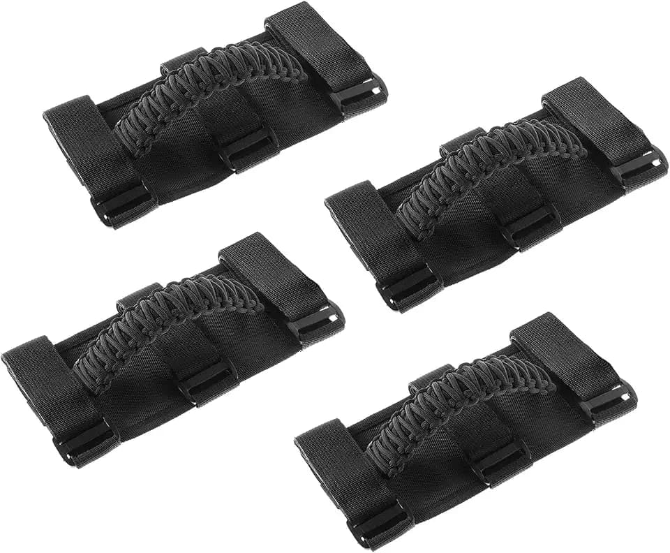 Savadicar 4 x Roll Bar Grab Handles Grip Handle for Jeep Wrangler YJ TJ JK JL & Gladiator JT 1955-2023, Interior Accessories, Black