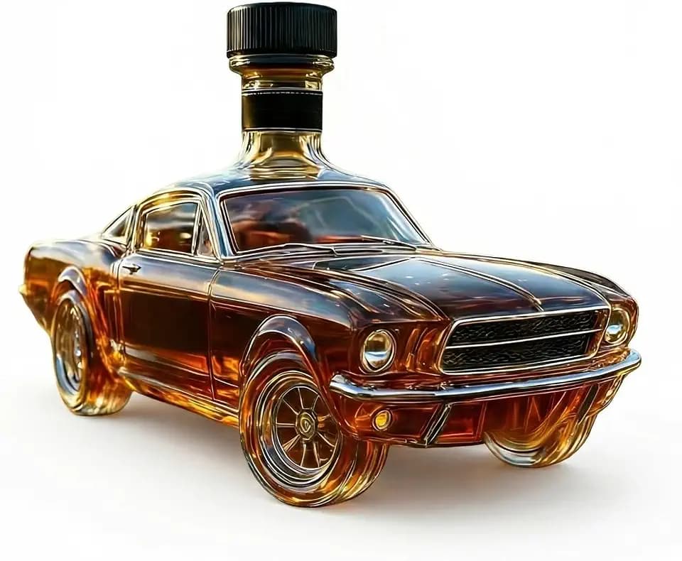 Whiskey-Dekanter in Autoform, 300 ml, mundgeblasene 3D-Sportwagen-Design-Glasflasche, einzigartiger Whiskey-Spender, kreatives Geschenk für Männer, Heimbar-Dekoration