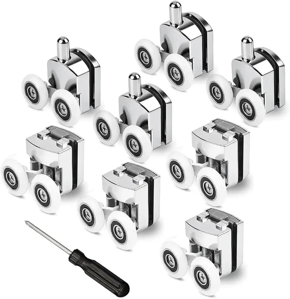 Ersatzrollen für Duschkabinen (auch für Glas geeignet), Chrom, 4 x unten, 4 x oben, 4-6 mm.