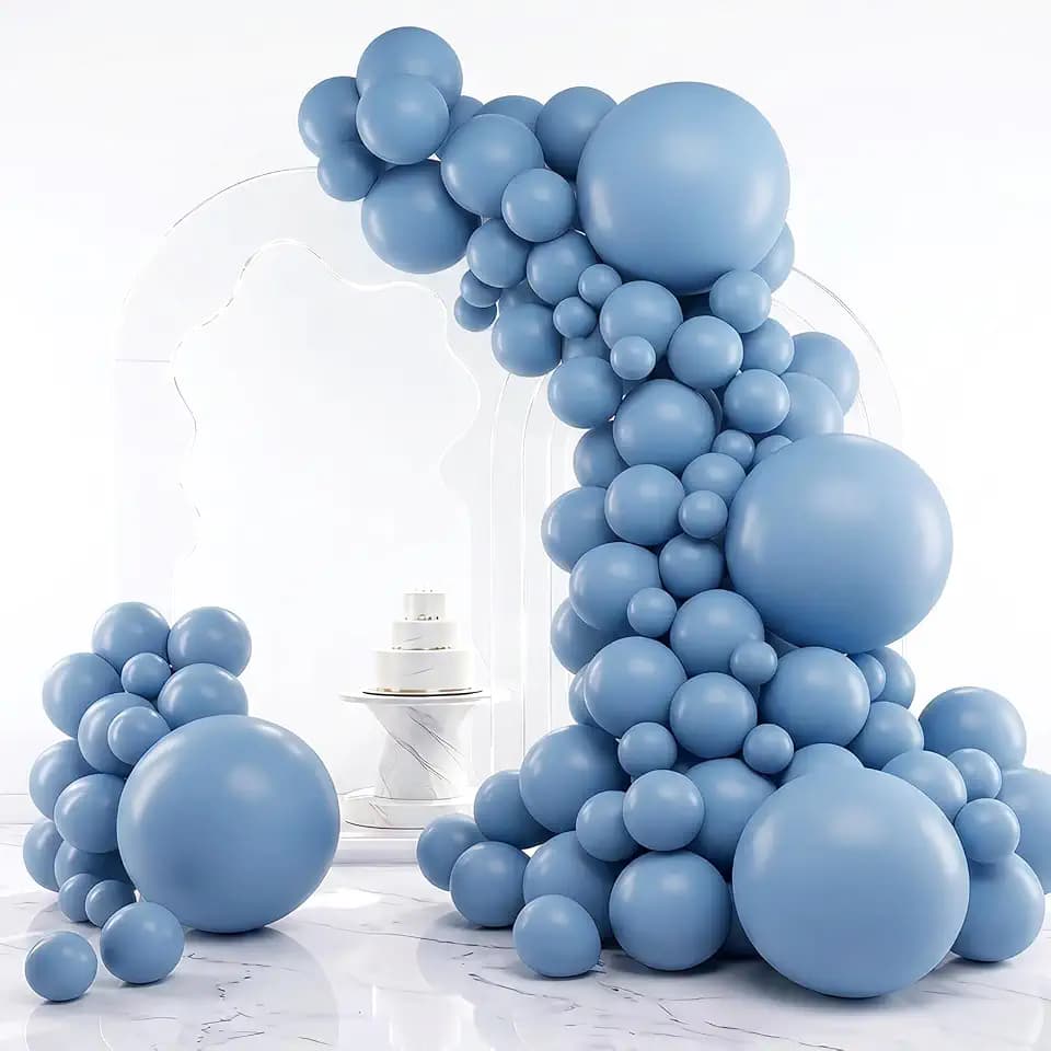 RUBFAC Dusty Blue Balloons 129pcs Different Sizes Pack of 18 12 10 5 Inch
