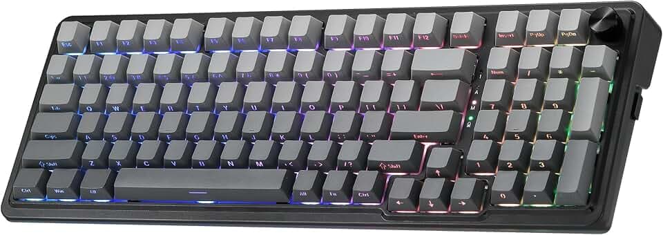 Redragon K686 PRO Gasket RGB Gaming Tastatur 3 Modi 98 Tasten Hot Swap | PBT Tastenkappen Nach unten gerichteter RGB Sockel Drehknopf 5 Lagige Geräuschdämmung