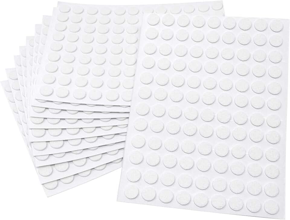 Adsamm® / 1080 x Selbstklebende Filzgleiter/Weiß/ø 10 mm/Rund / 1.5 mm dünne Selbstklebende Möbelgleiter aus Filz