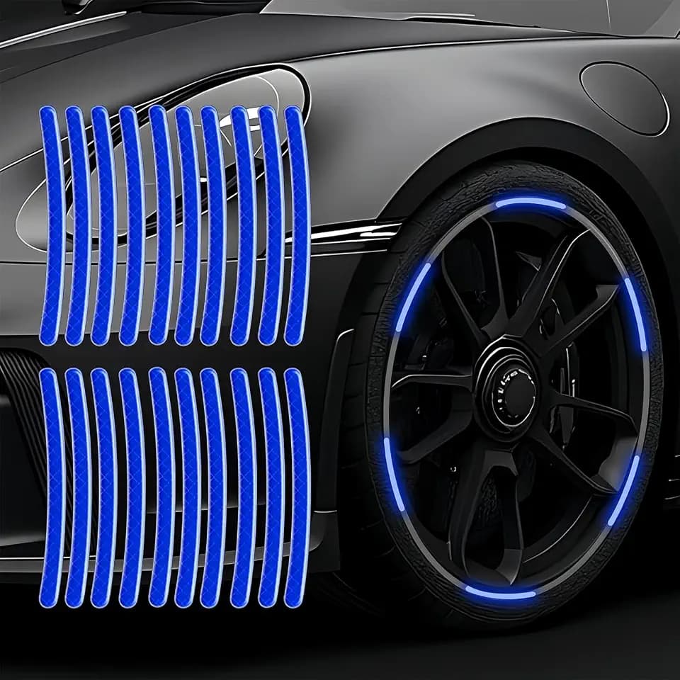 Maicican Blue a Reflective PVC Wheel Eyebrow Stickers, Set of 20, Night Safety Warning, Anti-Scratch, Waterproof, Outdoor Use
