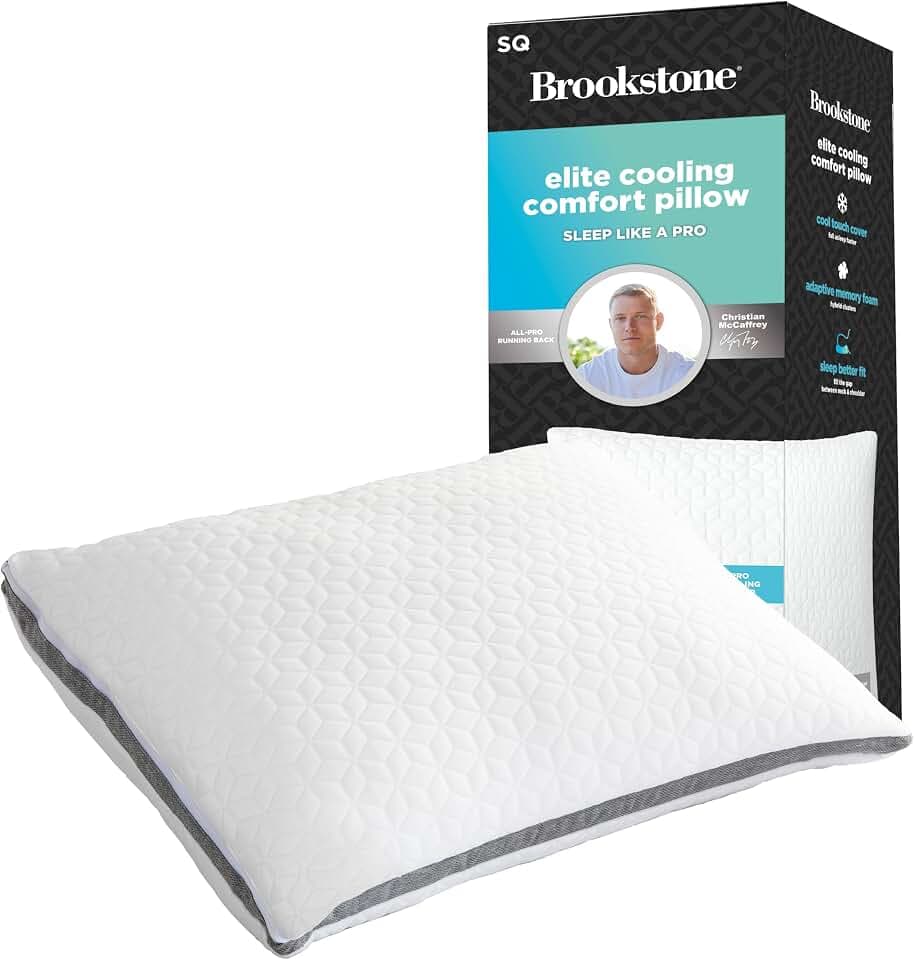 Brookstone Elite Cooling Memory Foam Pillow, 27 x 20 in, White