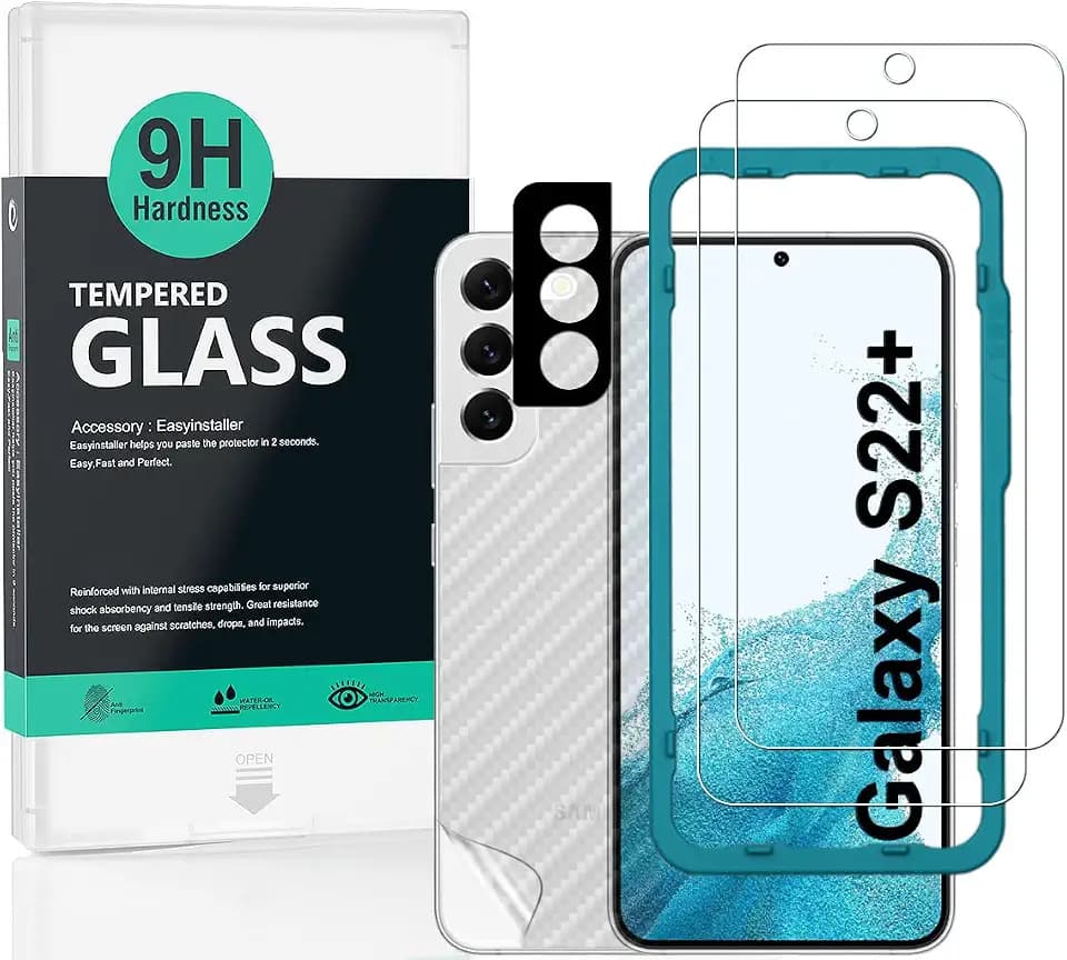 Ibywind for SamSung Galaxy S22+ 5G Screen Protector,2 Pack,9H Hardness Tempered Glass and Camera Lens Protector,with Alignment Frame,Full Coverage,Bubble Free,Fingerprint Unlock,Scratch Resistant