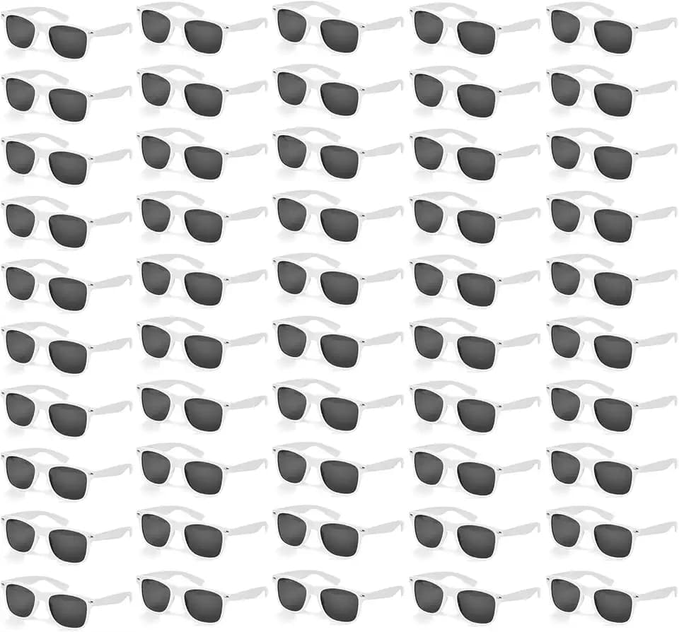 50/100 Pack Bulk Sunglasses for Adult Retro 70s 90s Cheap Glasses UV400 Protection (50White)
