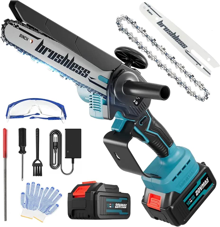 Cordless Mini Chainsaw, 20V MAX 8 inch & 6 inch Powered Handheld Electric Chainsaws,2 Pack Rechargeable Batteries Powered Portable Small Pruning Chain Saw for Tree Pruning Wood Cutting Trimming