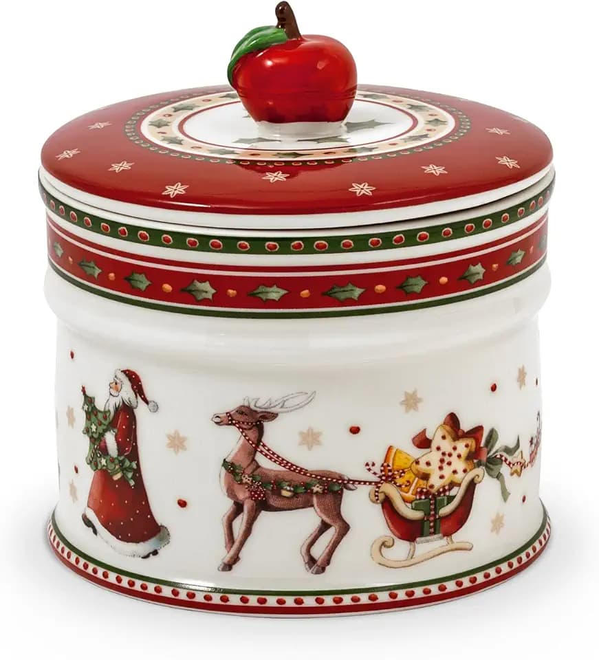 Villeroy & Boch - Winter Bakery Delight Kleine Vorratsdose, Keramik Keksdose Weihnachten, Weihnachtsdose, Gebäckdose, Plätzchendose, Keramikdose mit Deckel, Süßigkeiten Aufbewahrung, Premium Porzellan