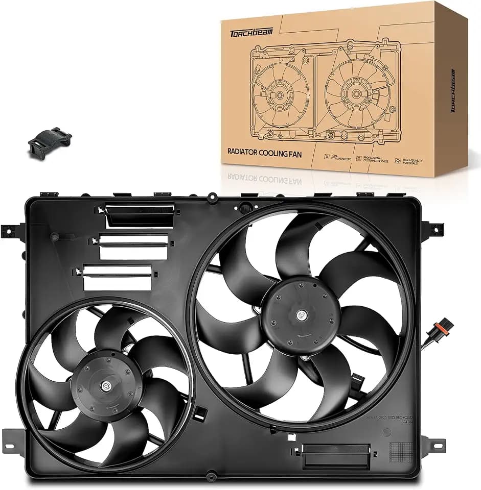 Torchbeam Engine Cooling Radiator Fan Assembly for 2012-2016 Range Rover Evoque, Discovery Sport, 2013-2015 LR2, Electric Radiator Fan Kit Replacement SK28003