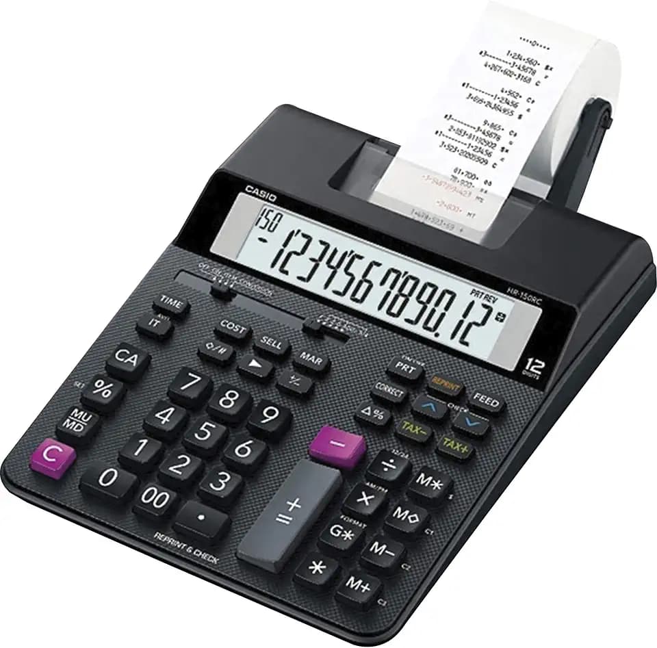 Casio HR-200RC Desktop Printing Calculator, Dual-Color Print