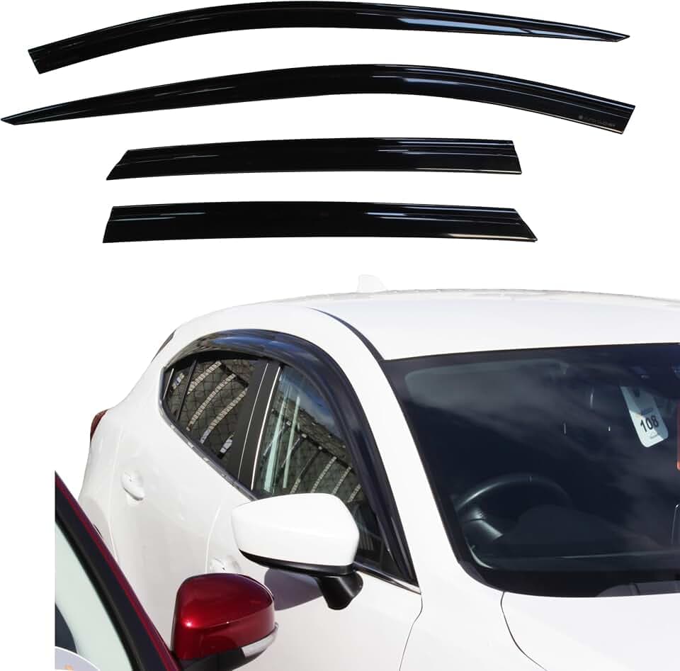 AUTO CLOVER Windabweiser-Set, 4-teilig, Schwarz, Modern, Selbstklebend, fr PKW, Sedan