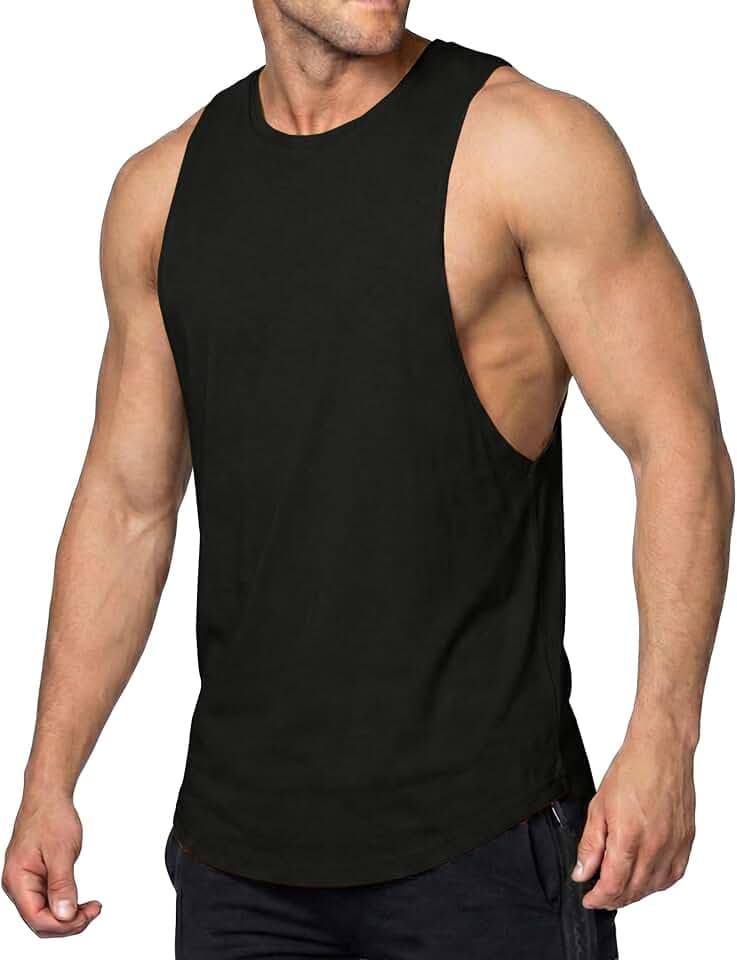 JMIERR Mens Drop Arm Tank Tops Sleeveless Cut Off Muscle Tee Shirts