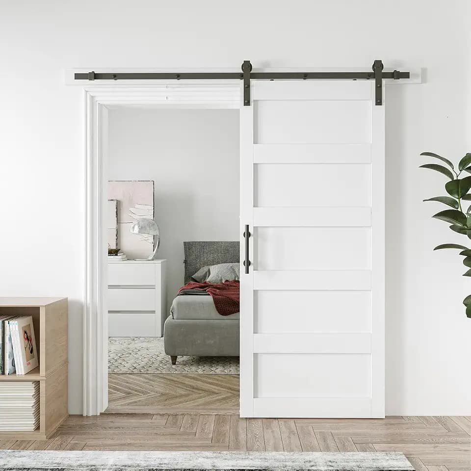 42in x 84in Sliding Barn Door 5 Panel with Water-Proof PVC Surface
