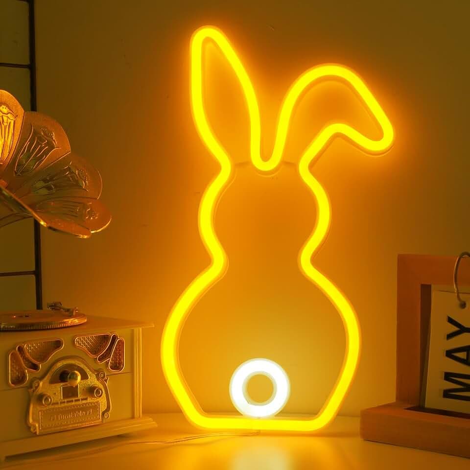 ENUOLI Novelty Rabbit Neon Sign Art Lights Bunny Neon Light(Bunny)