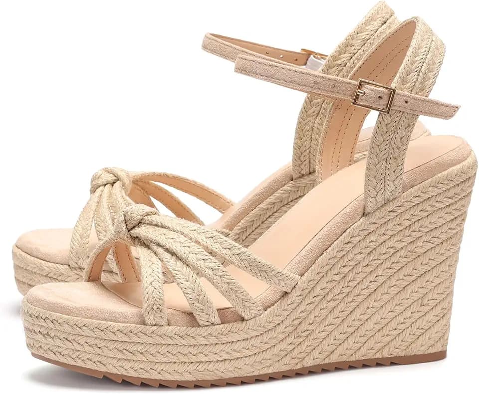 VICKI·VICKI Wedges for Women Platform Sandals Wedge Heels for Sandals Comfortable Summer Espadrille Shoes Ankle Strap&Open Toe