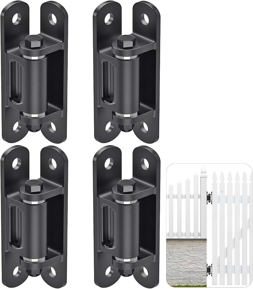 Insaga Heavy Duty Gate Hinge with Bearing, 6.7'' Weld On or Bolt On Hinge, 6mm Thick Carbon Steel 1100lb Capacity 90° /180° Smooth Opening for Metal/Wood Gates (Bolt Hinge Powder coated-90°-4Pack)