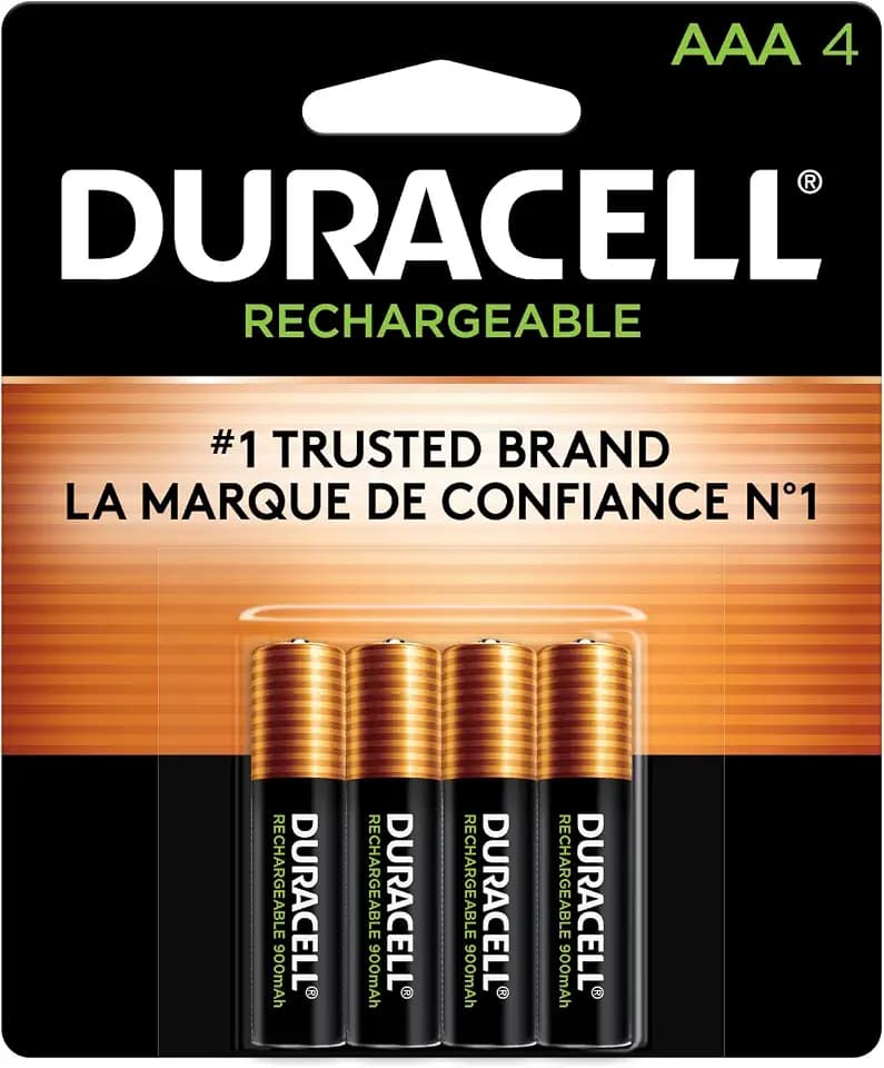 Duracell Rechargeable AAA Batteries, 4 Count, Pre-Charged NiMH