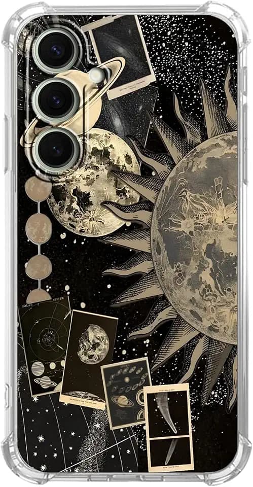 Vintage Celestial Astronomy Collage Case for Samsung Galaxy A16 5G/4G, Soft TPU Bumper, Retro Moon & Sun Sketch Protective Cover for Samsung Galaxy A16 5G/4G