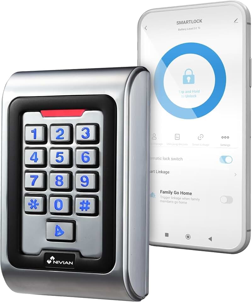 Autonome Zugriffskontrolle, Zugriff über EM-Karte, Pin und App, Relaisausgang, Wiegand 26 und Wiegand Klingel und WLAN, Zeitsteuerung Tuya Smart-App für Verwaltung und Öffnungen
