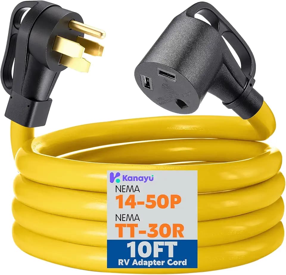 Kanayu 50 Amp to 30 Amp RV Adapter 10 FT Extension Cord Only for RV