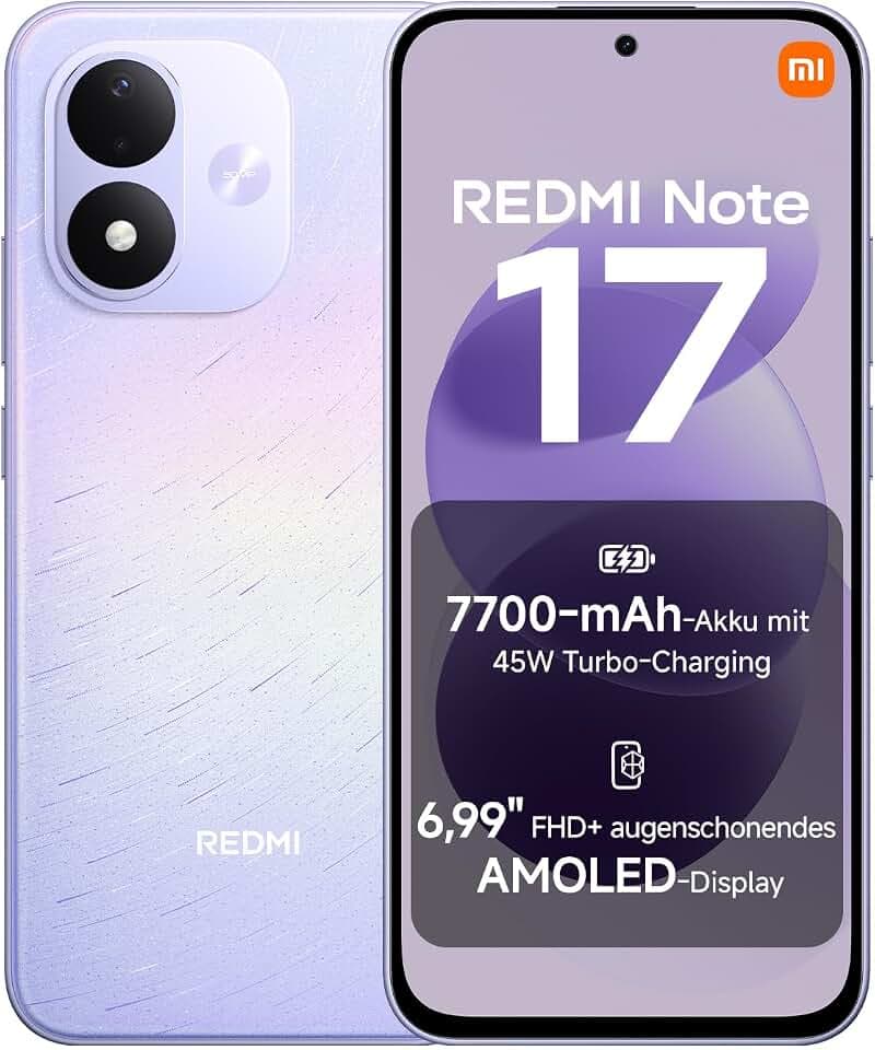 Xiaomi REDMI Note 17, Smartphone 4+128 GB, Celestial Purple, 7700 mAh Akku