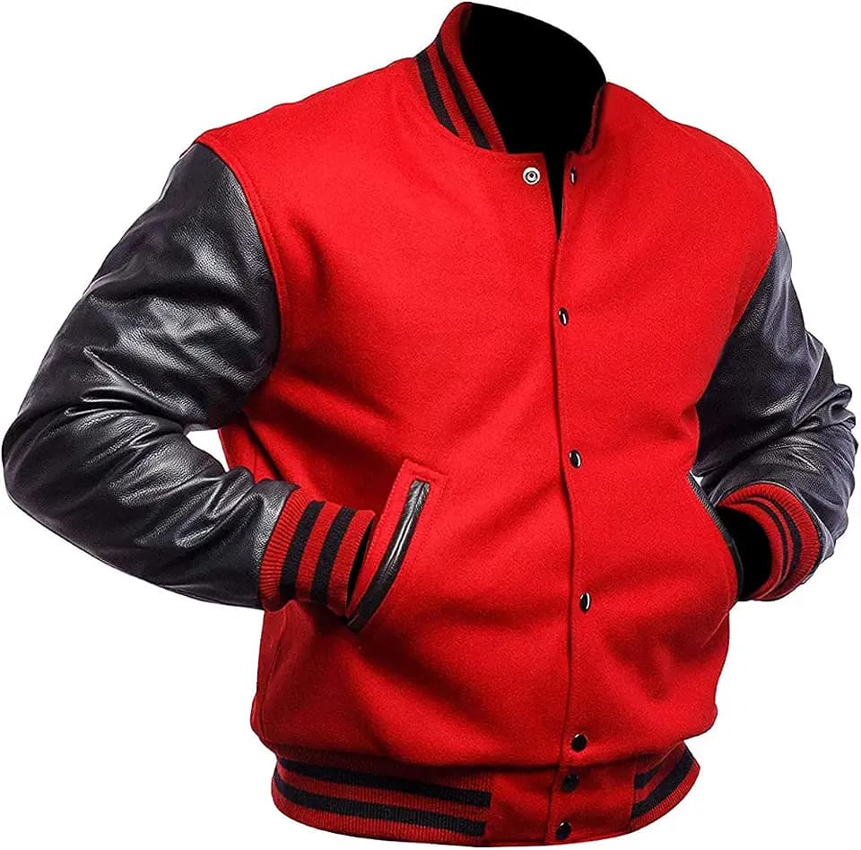 LP-FACON Mens Varsity Jackets - College Baseball Bomber High School Black Letterman Jacket