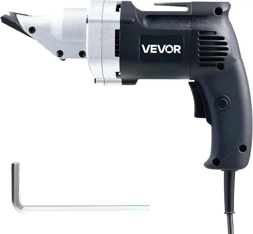 VEVOR Elektrische Blechschere, 4,0 A kabelgebundene Metallschere mit 360°-Schwenkkopf, variable Drehzahl, kontinuierliches Schneiden, sauberer Schnitt für 1,22 mm verzinkten Stahl, 1 mm Edelstahl